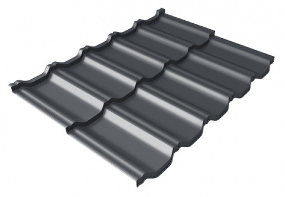Металлочерепица модульная Квинта Uno Grand Line c 3D резом 0,5 Satin Мatt RAL 7024 мокрый асфальт купить в Верхнем Уфалее