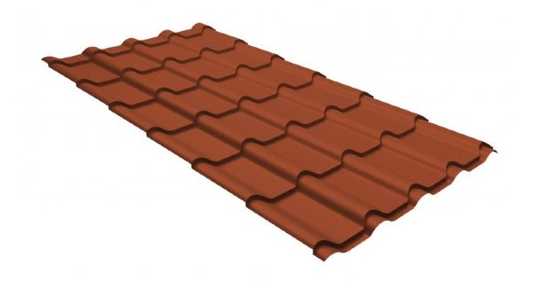 Металлочерепица камея GL 0,5 GreenCoat Pural RR 750 кирпично-красный (RAL 8004 терракота) купить в Верхнем Уфалее