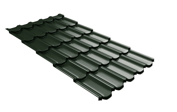 Металлочерепица квинта плюс с 3D резом 0,5 GreenСoat Pural Matt RR 11 темно-зеленый (RAL 6020 хромовая зелень) купить в Верхнем Уфалее