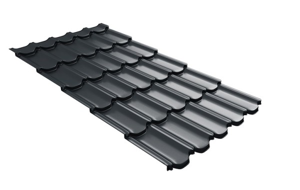 Металлочерепица квинта плюс с 3D резом 0,5 Satin RAL 7016 антрацитово-серый купить в Верхнем Уфалее