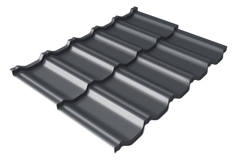 Металлочерепица модульная Квинта Uno Grand Line c 3D резом 0,45 Drap RAL 7024 мокрый асфальт купить в Верхнем Уфалее