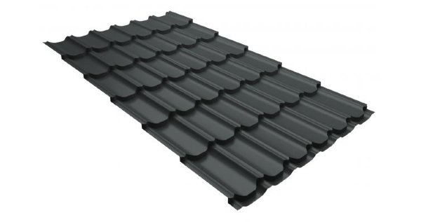 Металлочерепица квинта плюс 0,5 GreenCoat Pural RR 23 темно-серый (RAL 7024 мокрый асфальт) купить в Верхнем Уфалее
